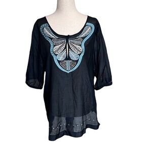 BCBGMAXAZRIA NWT Black Silk & Cotton Coverup
